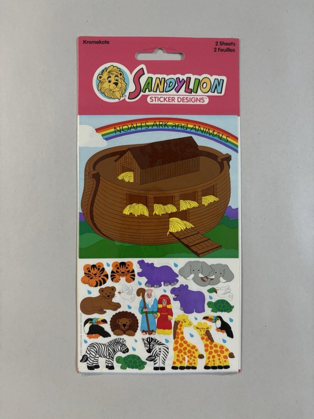 Vintage 1993 Sandylion Noah’s Ark & Animals Stickers Sealed 2 Sheets Kromekote